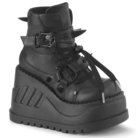 4 Inch Wedge Platform STOMP-60 Black Vegan Leather