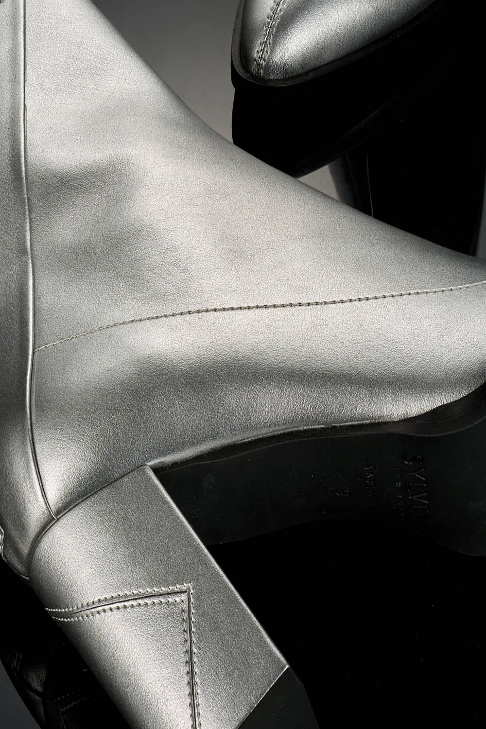 Almasi Silver Vegan Apple Leather Boots