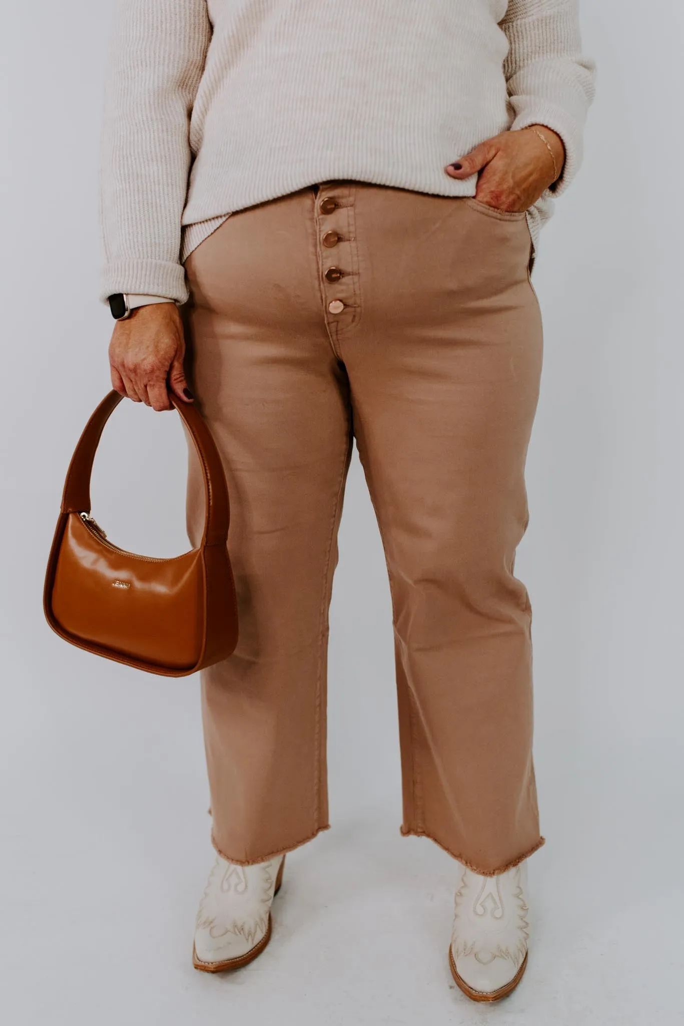 Amelia Terra Cotta Cropped Wide Leg Pants