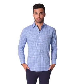 Bertigo Shirt | Lee-02 Blue Stripes Madras Plaid