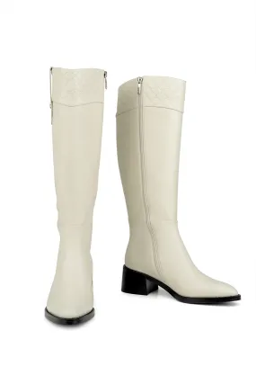 Beverly Long Boots - Bone