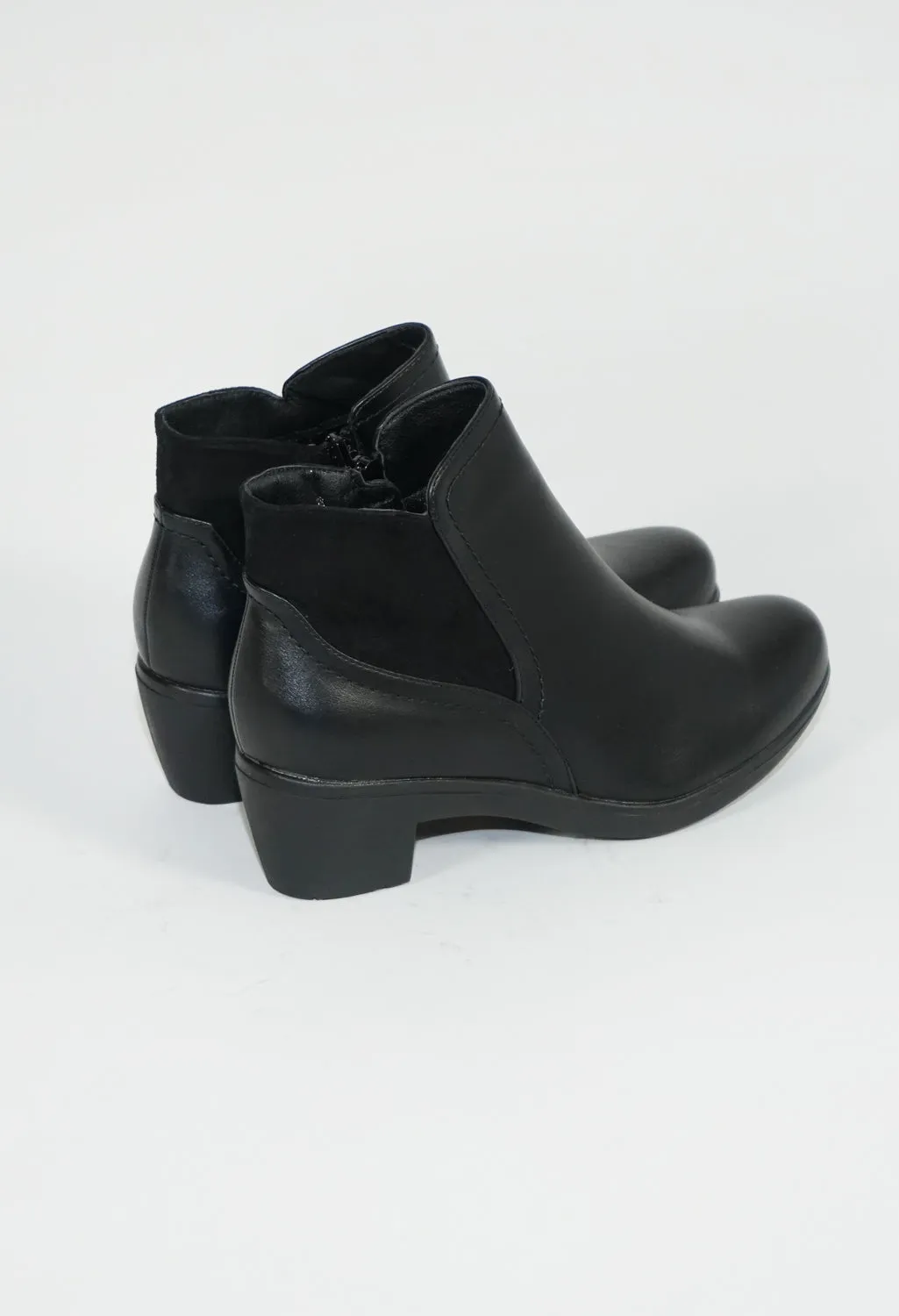 Black Block Heel Plain Boots