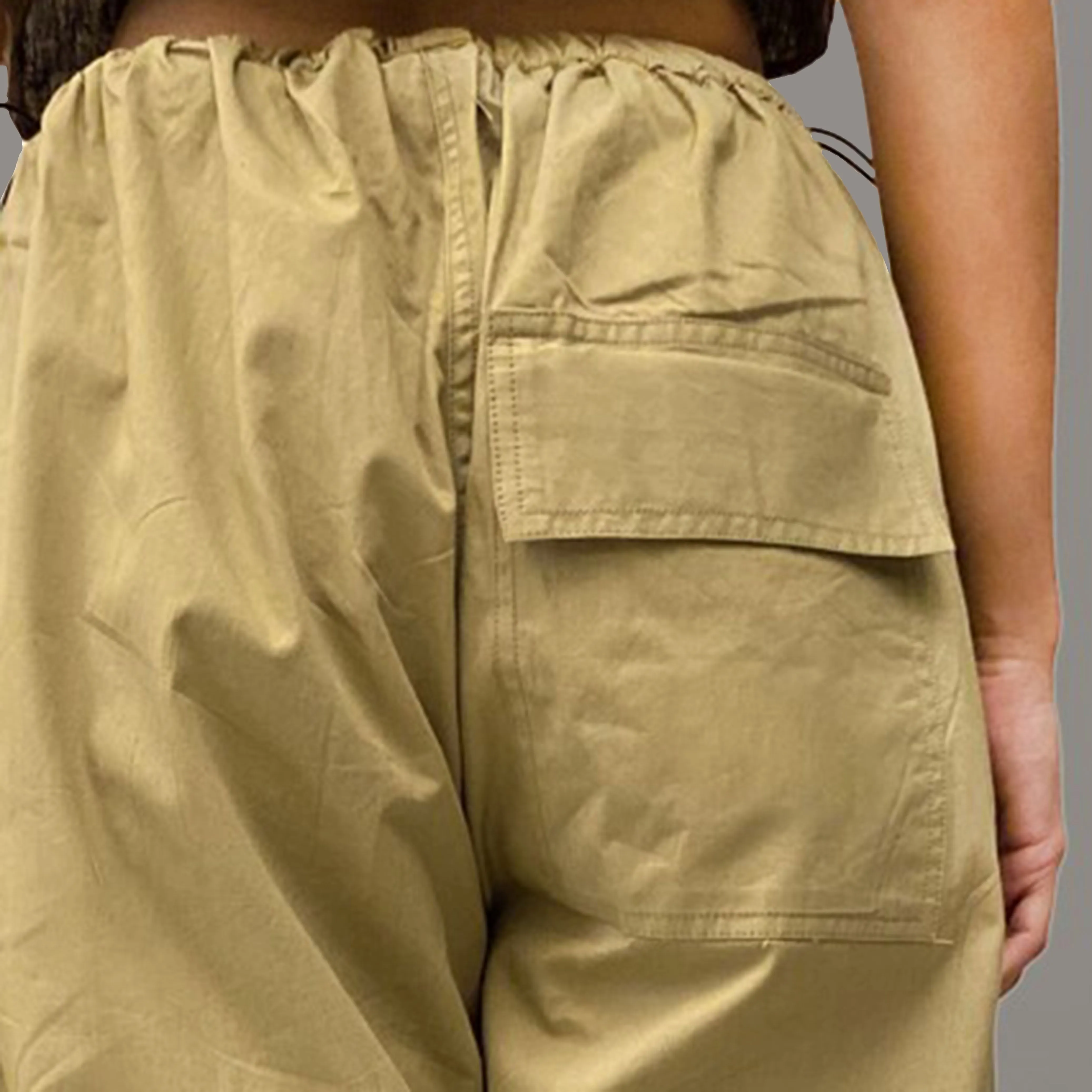 Black Corset Crop Top & Khaki Parachute Pants