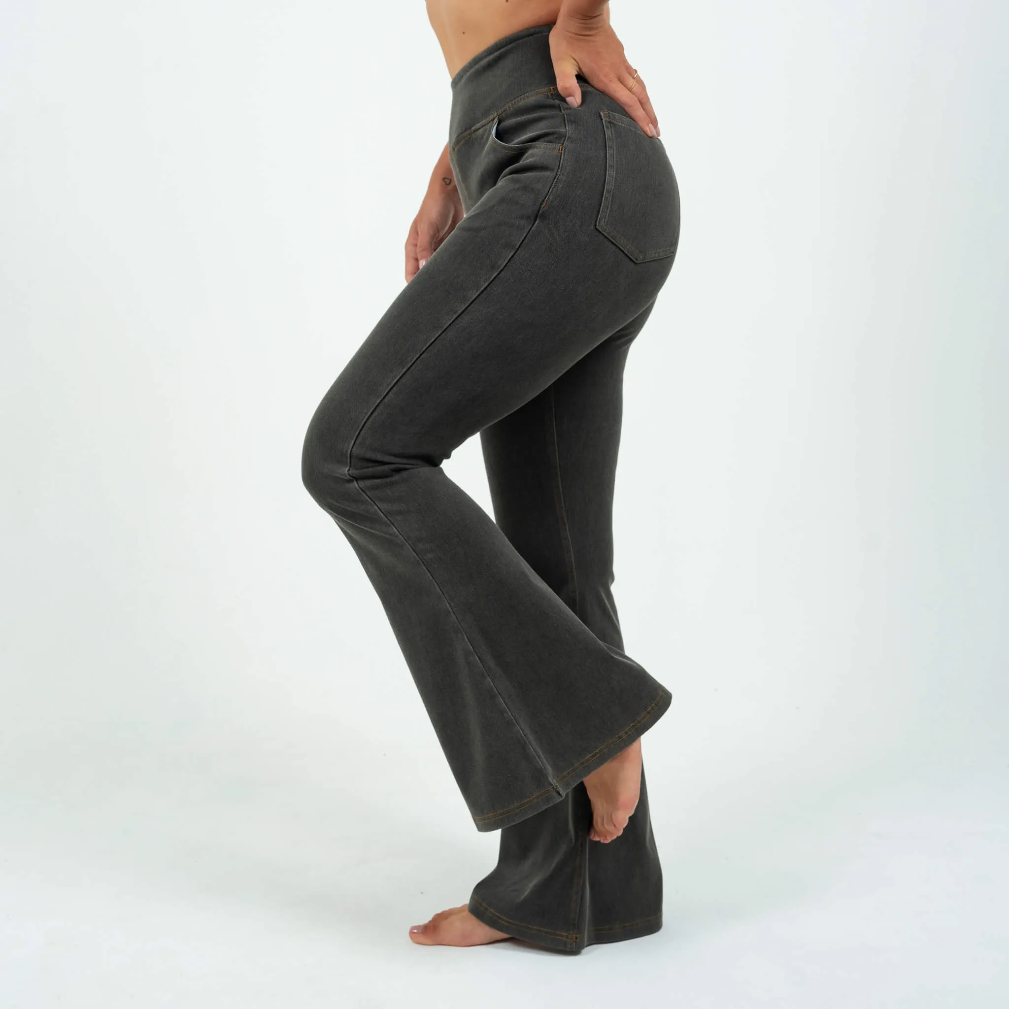 Black Flared High Waisted Super Stretch Jeans