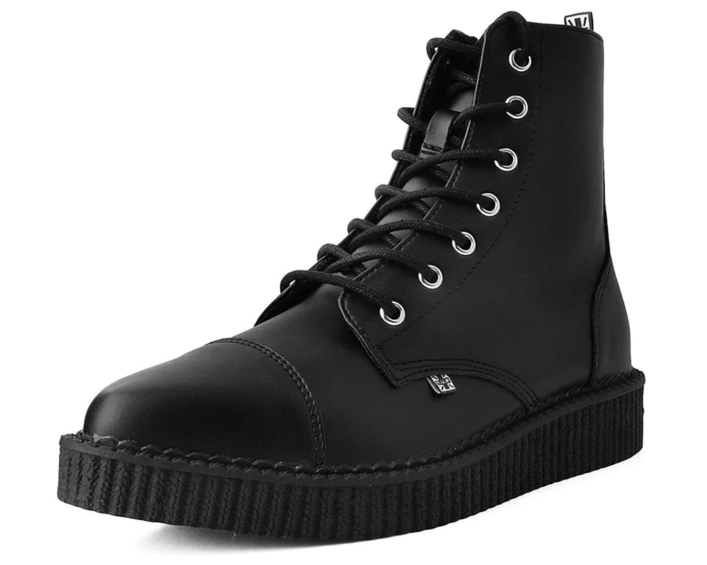 Black TUKskin Pointed Lace Up Boot