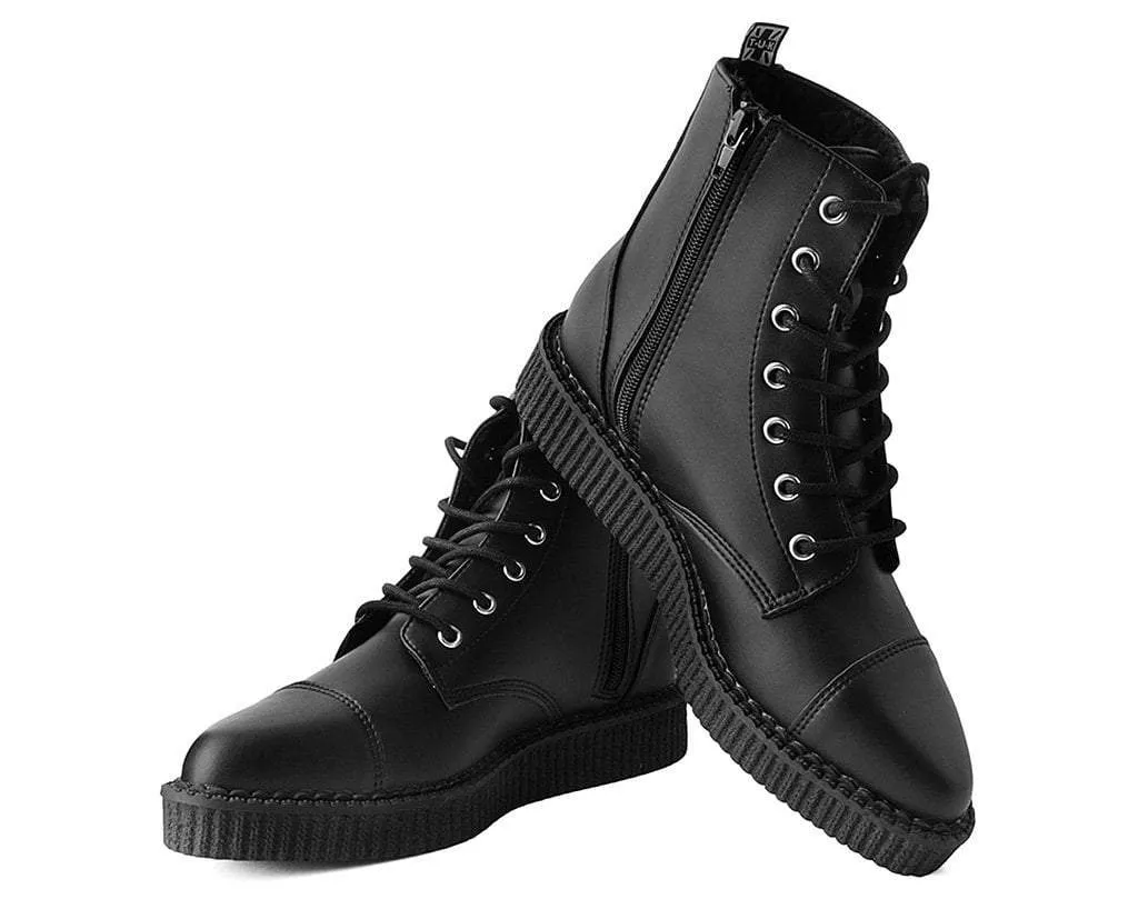 Black TUKskin Pointed Lace Up Boot