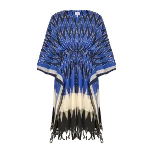 Bosque Cotton Ikat Kaftan Dress Handwoven