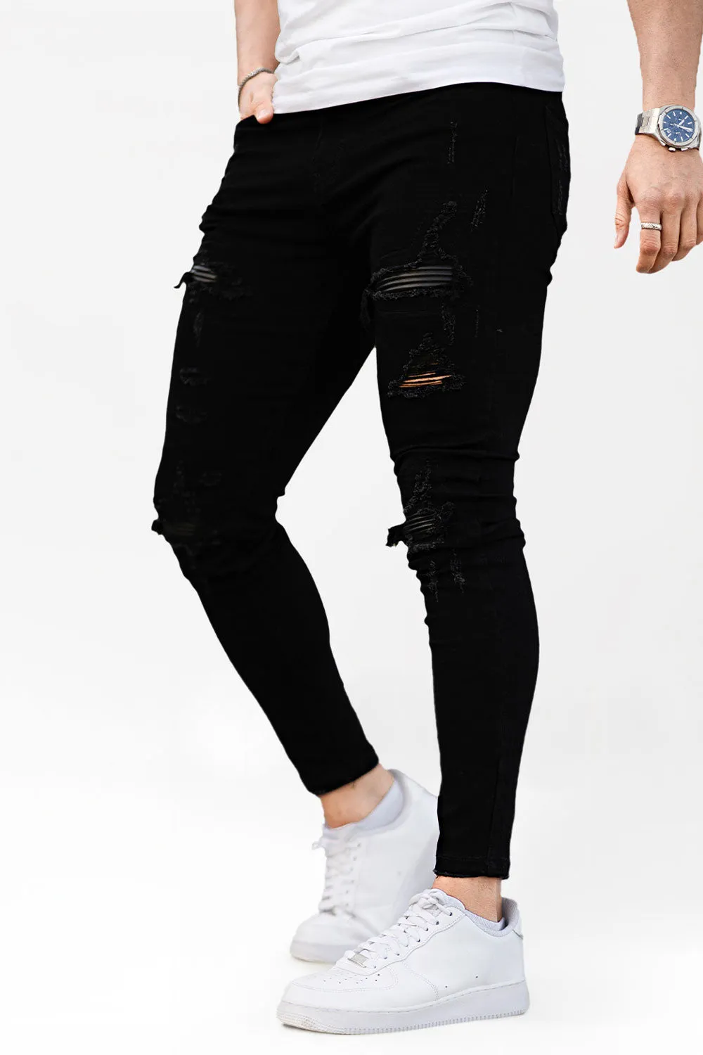 Buy $80 Free Shipping Men's White Skinny Jean - Ripped