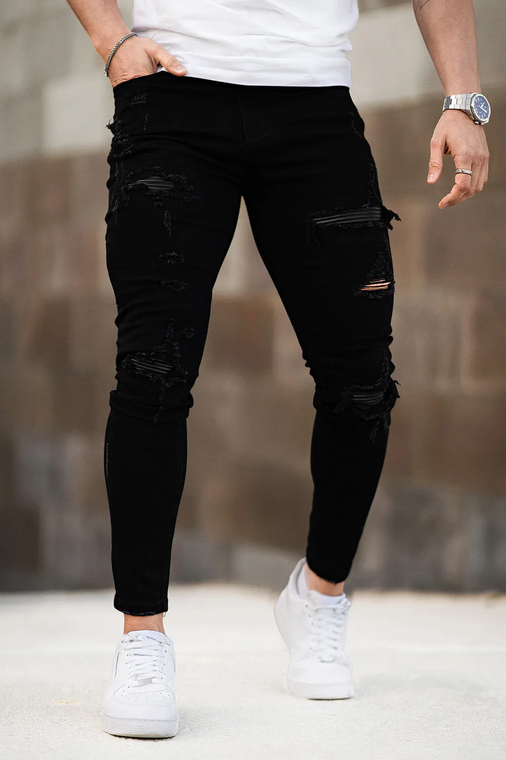 Buy $80 Free Shipping Men's White Skinny Jean - Ripped