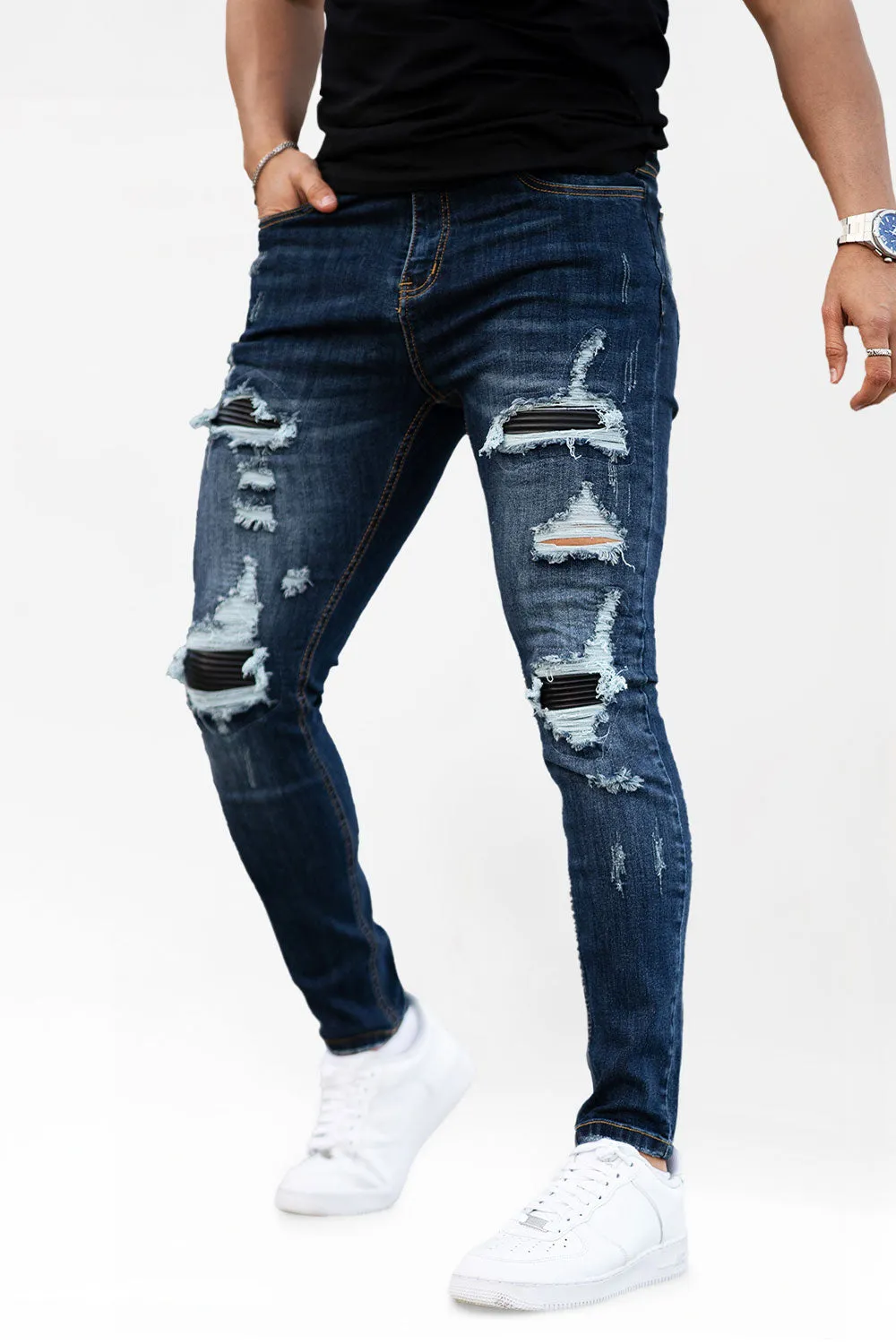 Buy $80 Free Shipping Men's White Skinny Jean - Ripped