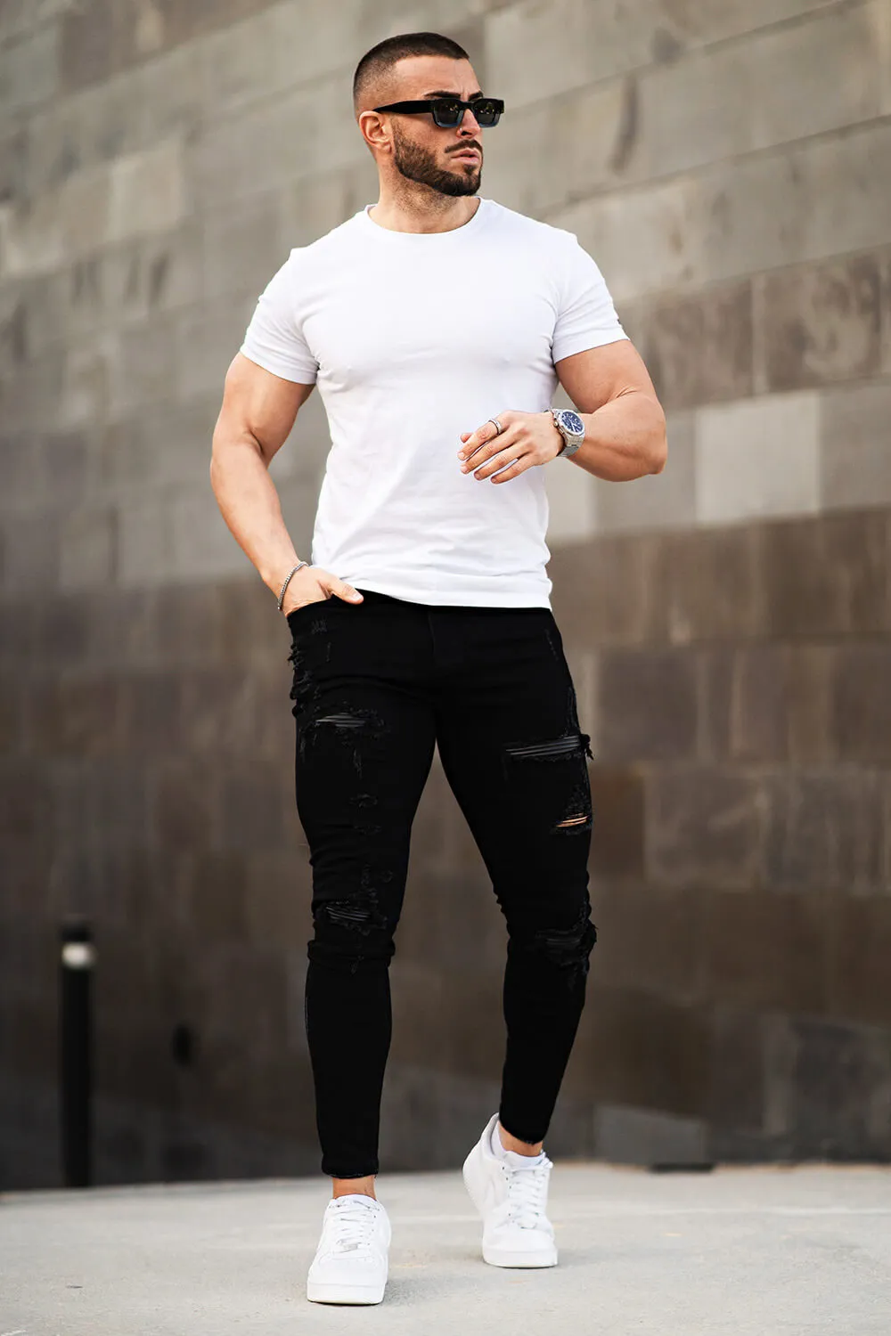 Buy $80 Free Shipping Men's White Skinny Jean - Ripped