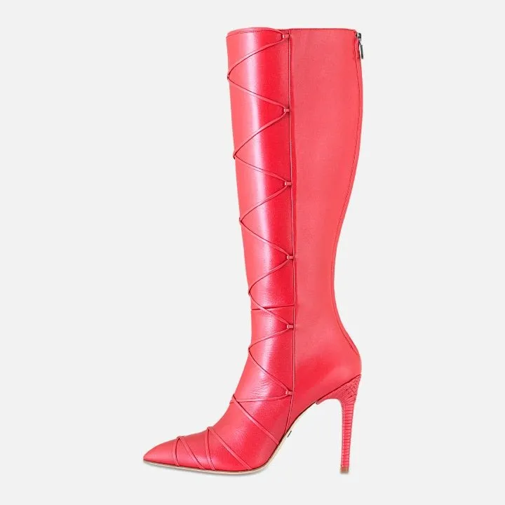 Claire Twined Knee Boot - Red