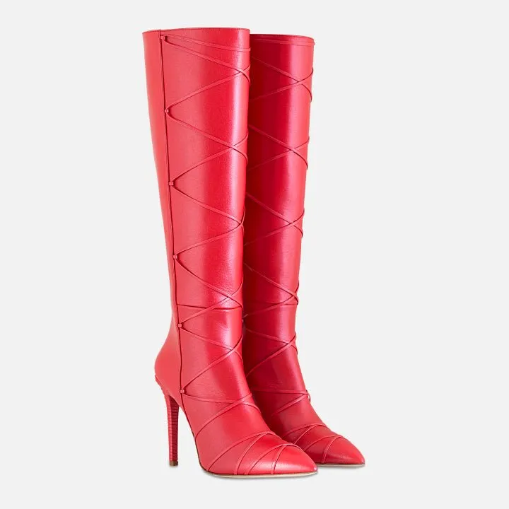 Claire Twined Knee Boot - Red