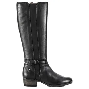 Daroca Calfskin Leather Women's Zip Up Knee High Boots