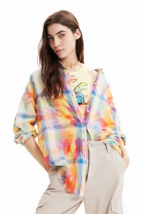 Desigual Oversize Tie-Dye Plaid Shirt