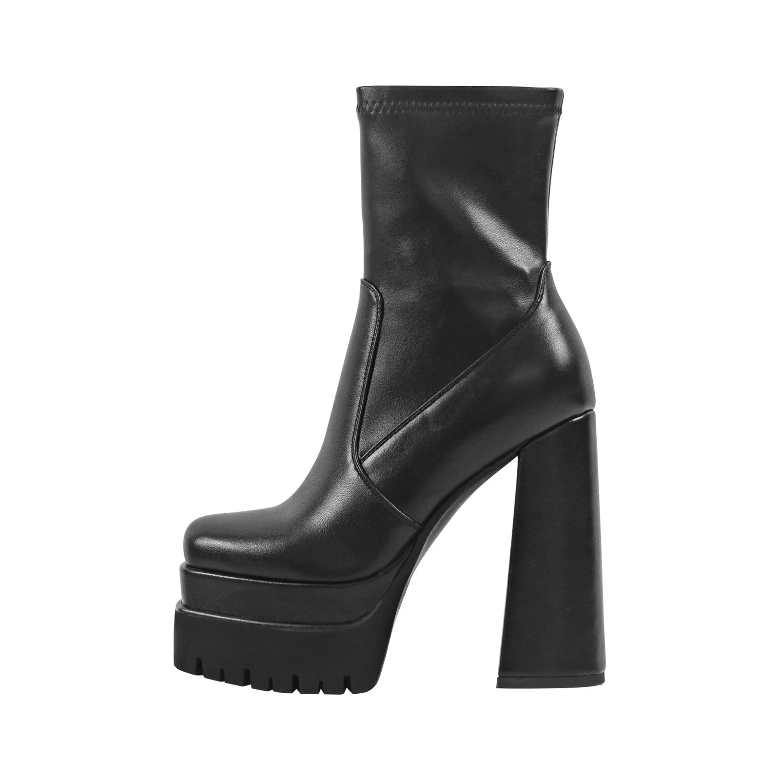 Double Platform Block Heel Ankle Boots