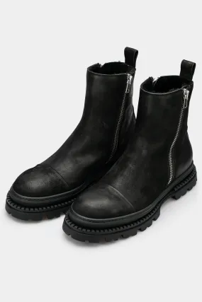 Double zip shearling lined boots