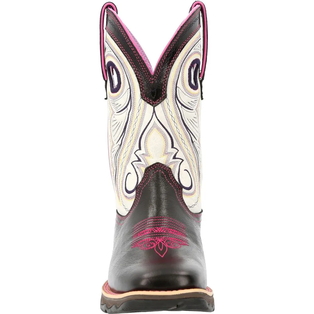 'Durango' Women's 10 Lady Rebel Western Square Toe - Raven Black / White