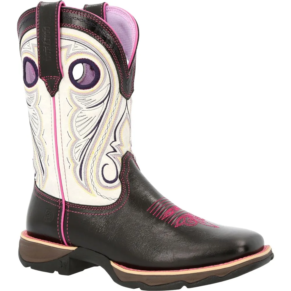 'Durango' Women's 10 Lady Rebel Western Square Toe - Raven Black / White