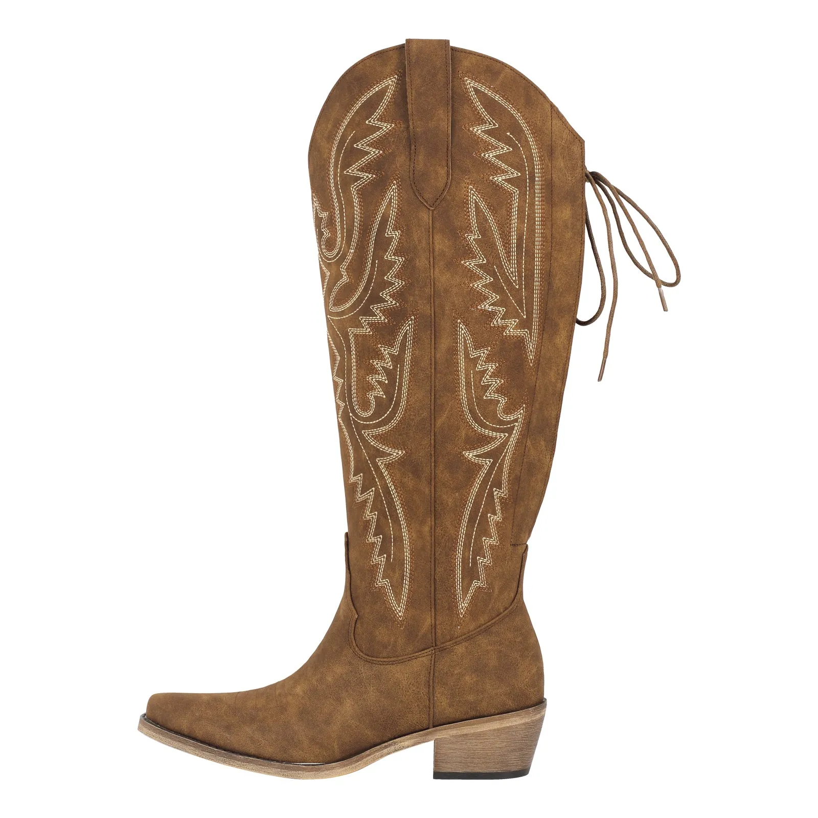 Embroidery Knee High Western Boots