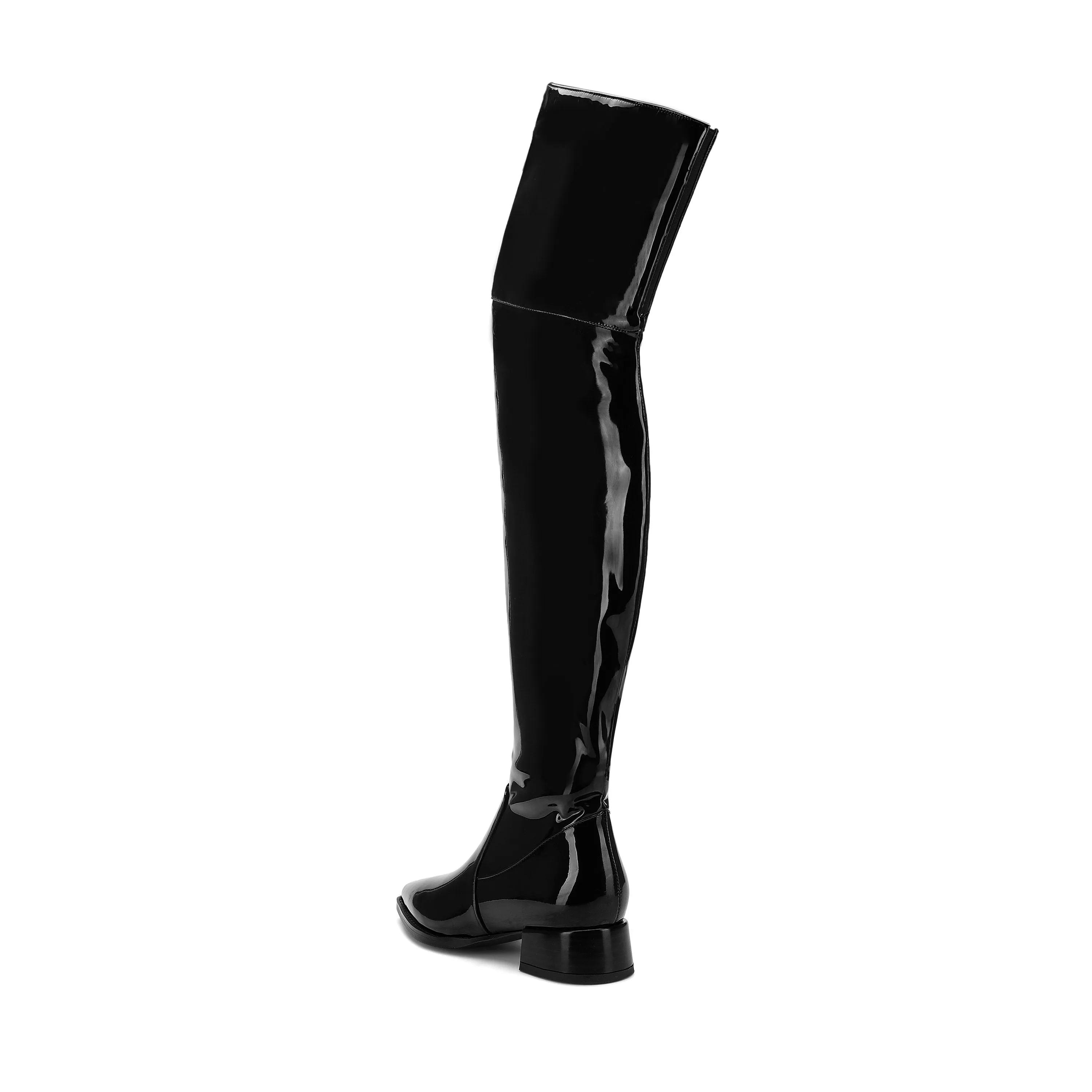 Fashion Patent Leather Elastic Boots