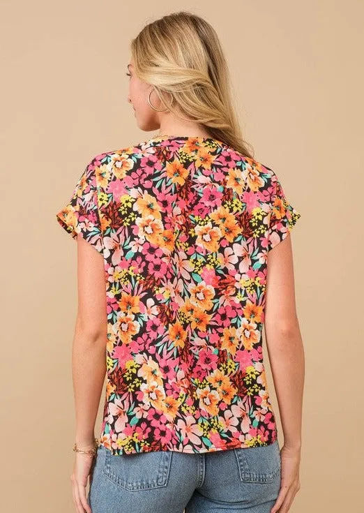 FINAL SALE - See The Good Black Floral Top