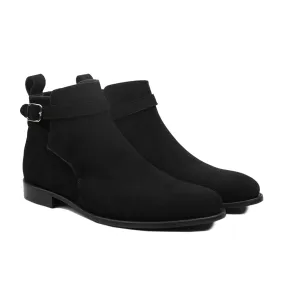 Kostan - Men's Black Kid Suede Jodhpur Boot