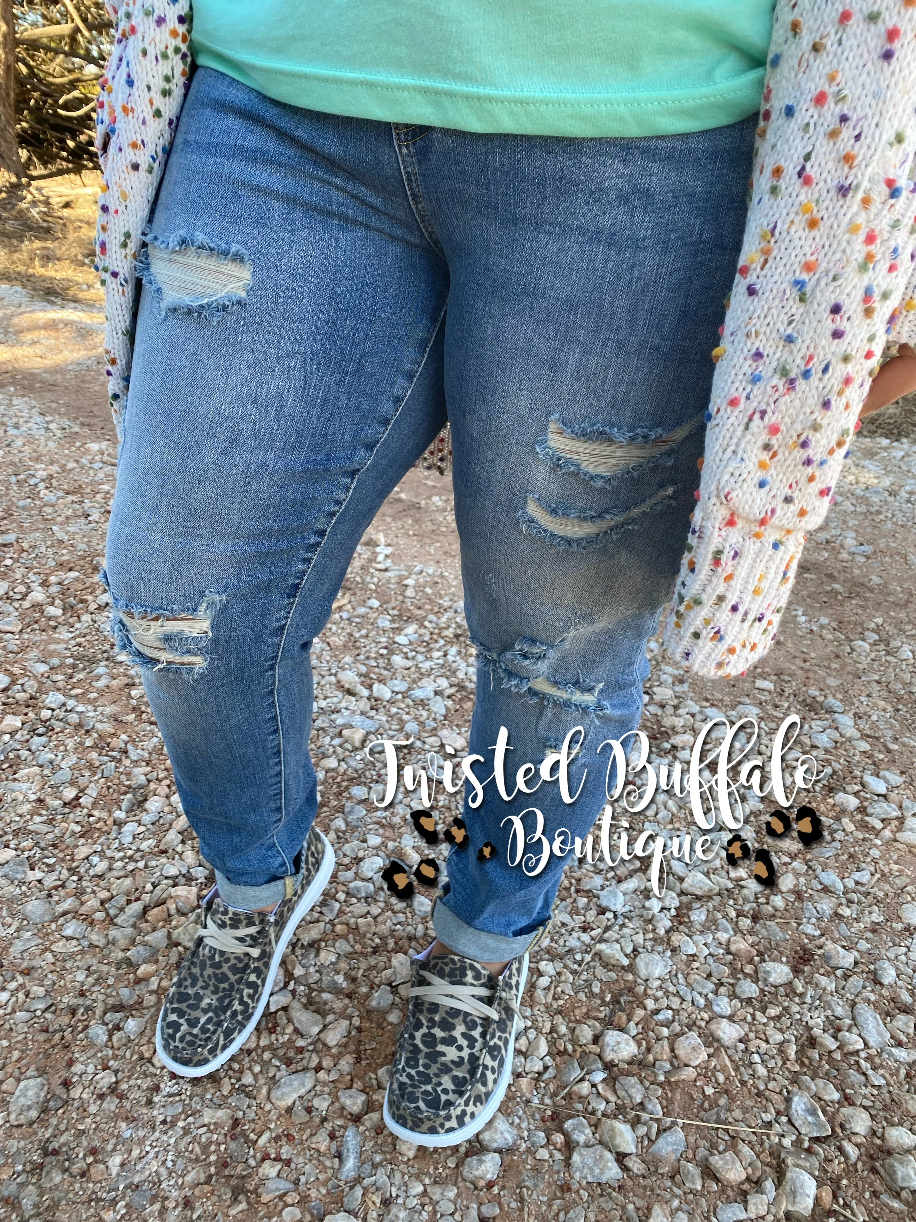 {MEET THE PARENTS} Judy Blue High-Waist Destroyed Cuffed Boyfriend Jeans