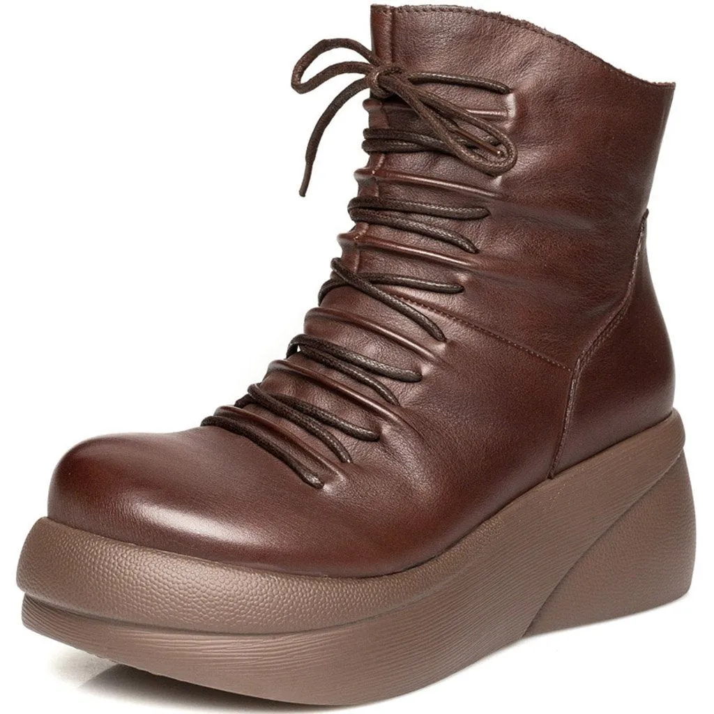 Retro Handmade Waterproof Platform Boots