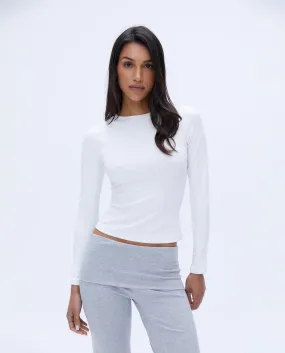 Rib Raglan Long Sleeve Top - White