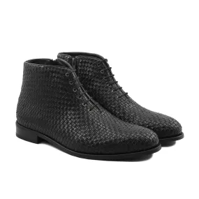 Ruma - Men's Black Hand Woven Leather Chukka Boot