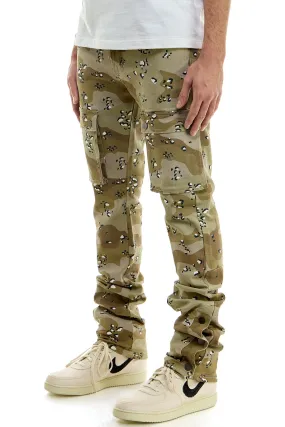 Skinny Pants in Stretch Flare Stacked Jeans in Camo