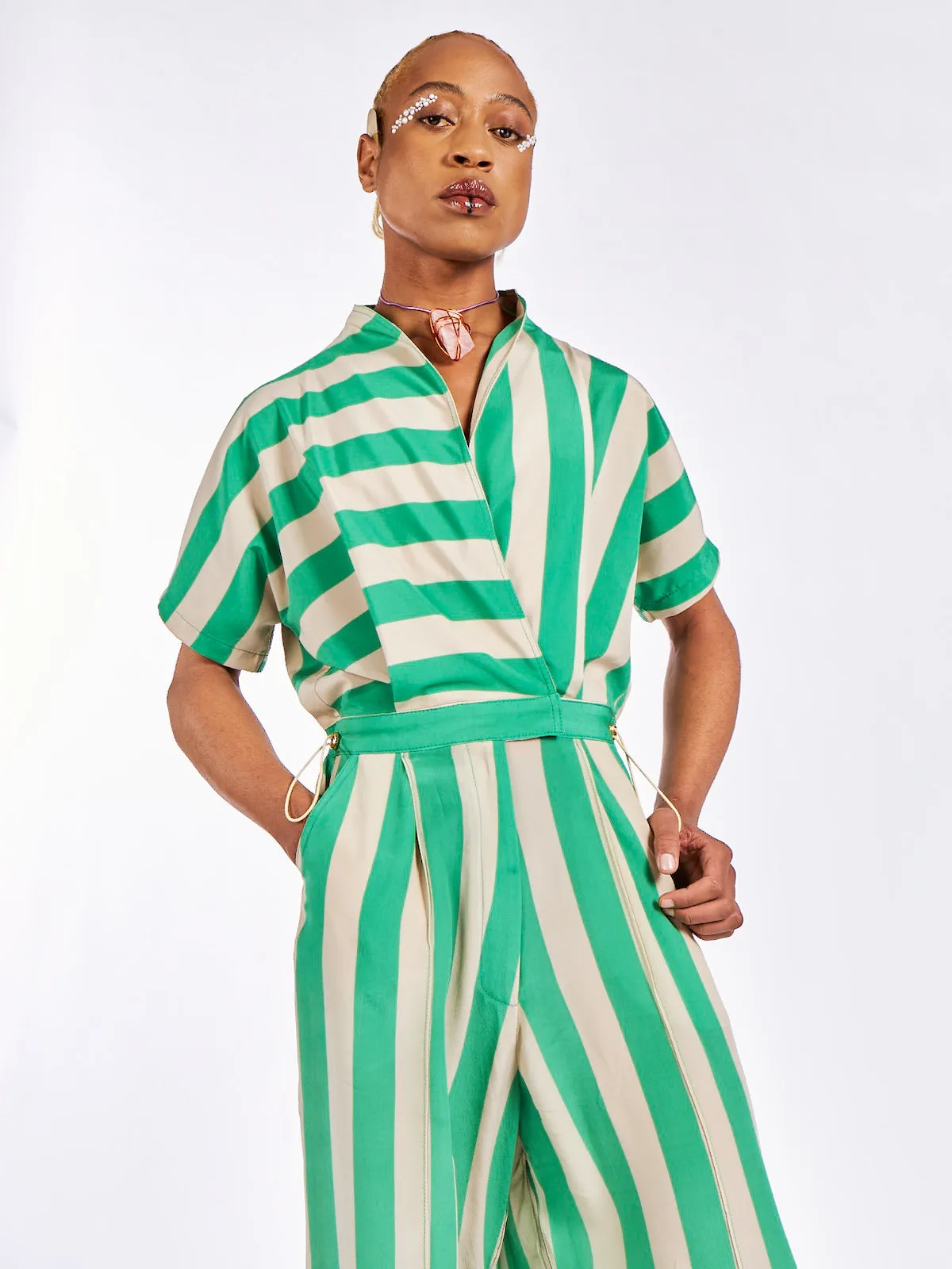 Striped Silk Jumpsuit