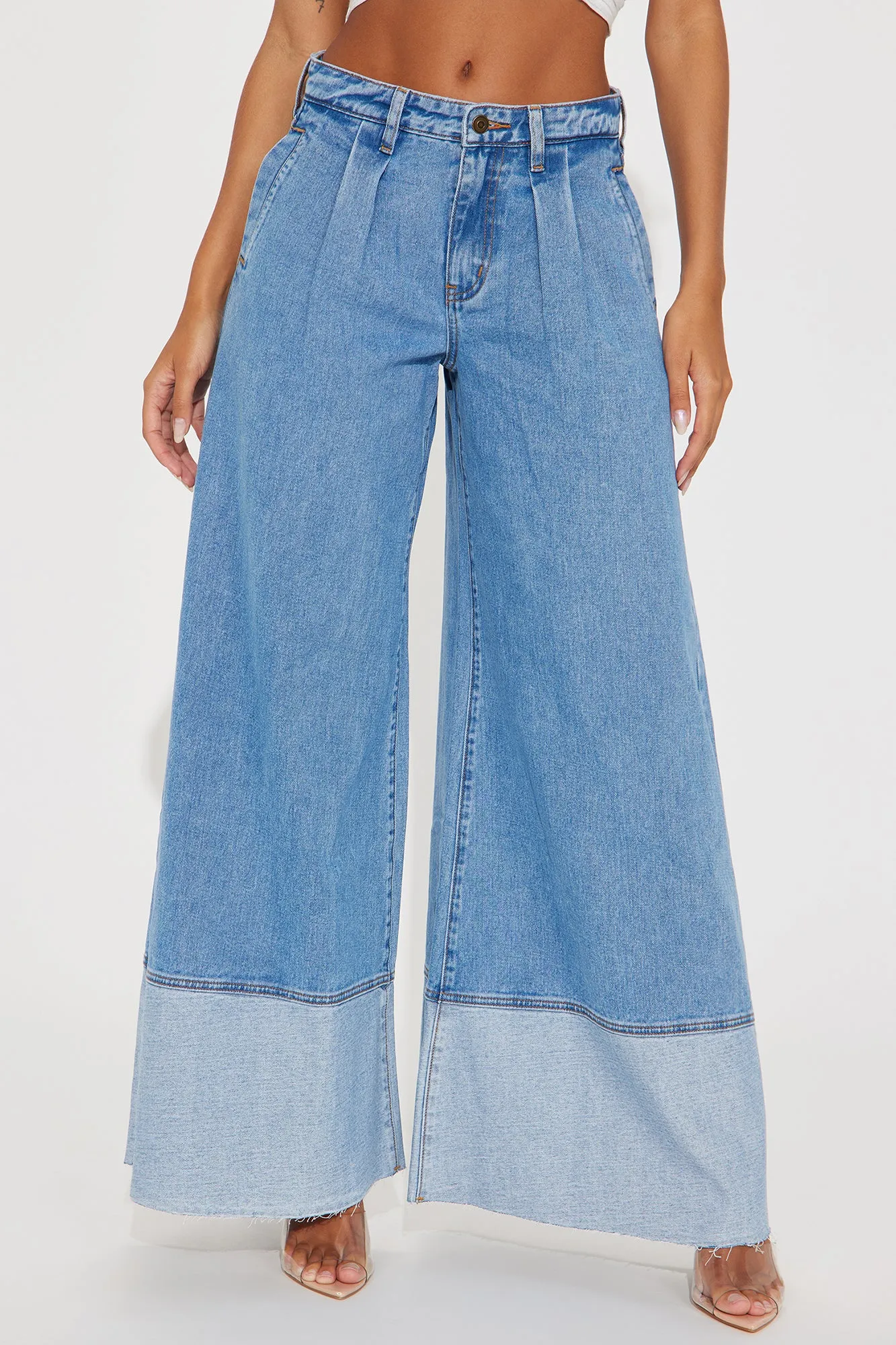 This Lifestyle Palazzo Wide Leg Jeans - Medium Wash