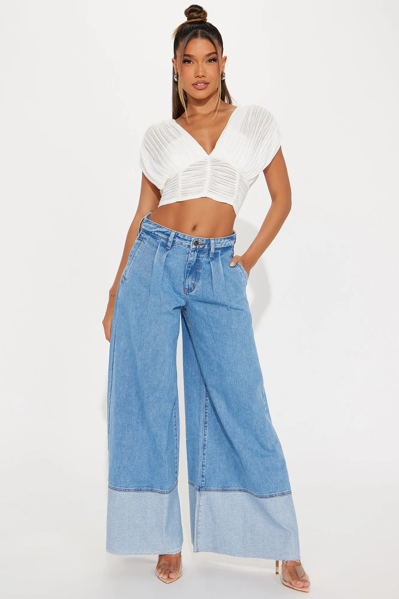 This Lifestyle Palazzo Wide Leg Jeans - Medium Wash