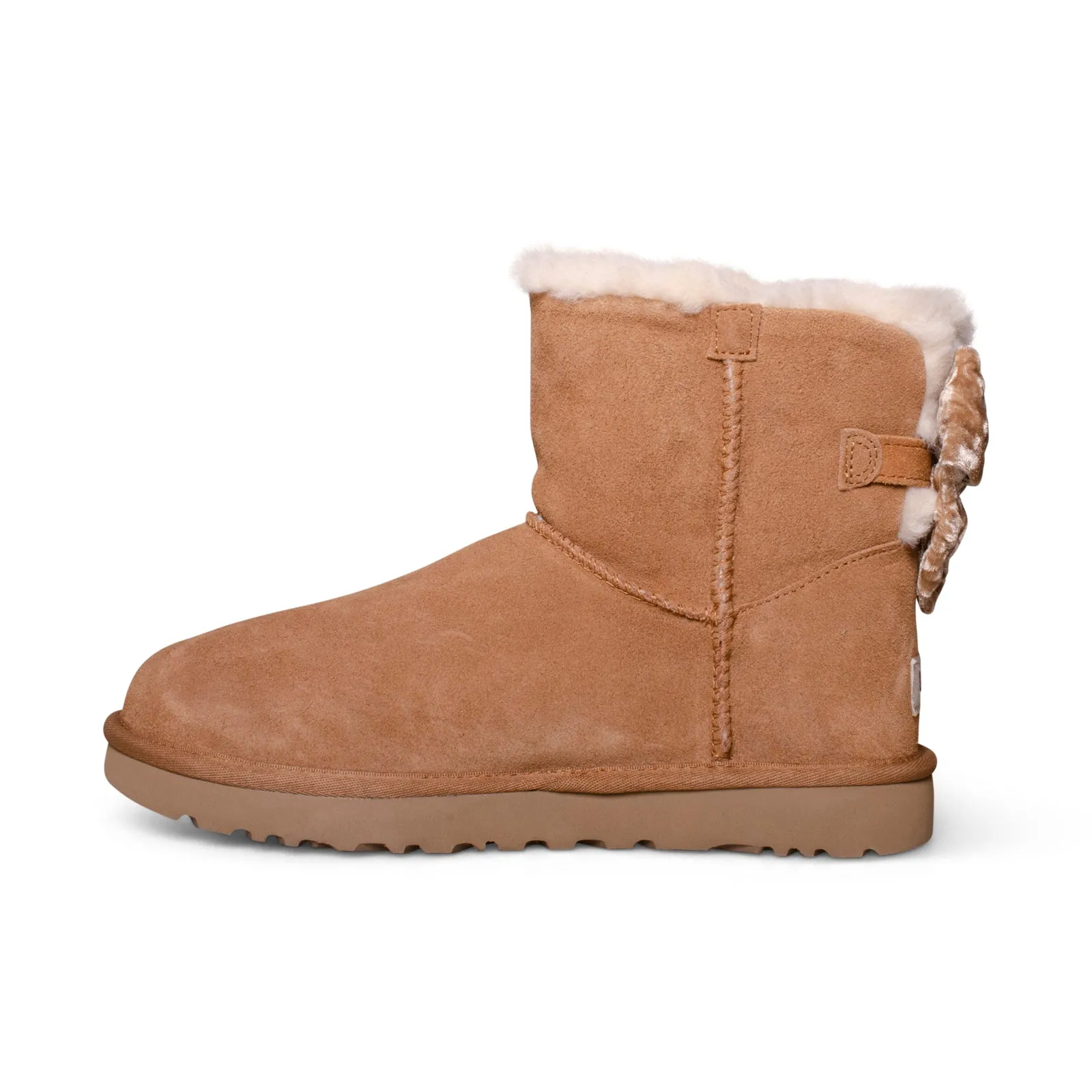 UGG Mini Bailey Bow Crushed Velvet Chestnut Boots - Women's