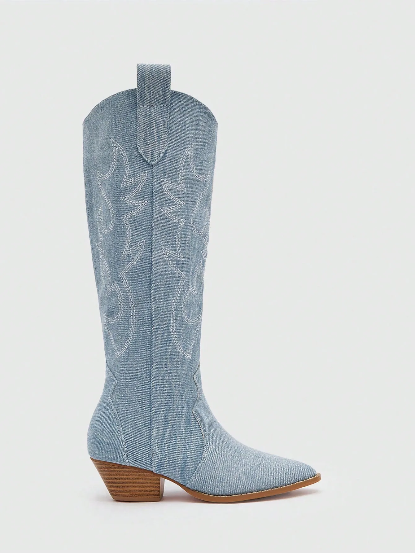 Women Point Toe Boots, Fashionable Blue Western Boots