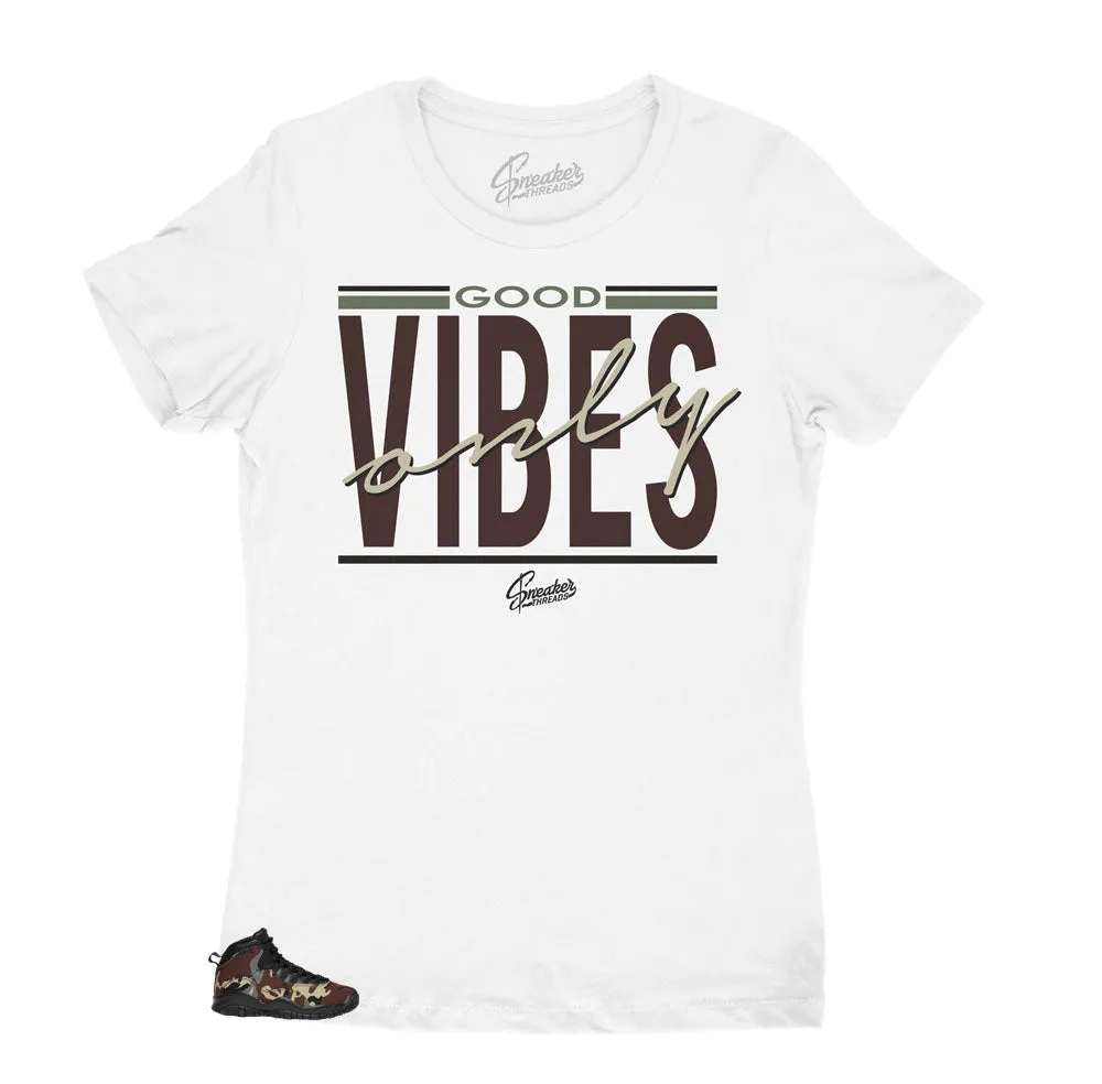 Womens - Woodland Camo 10 Good Vibes Shirt