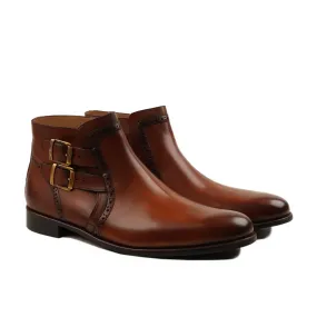 Zotte - Men's Brown Patina Calf Leather Jodhpur